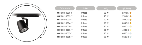 LUCA SERİSİ | MR 1002 RAY SPOT DETAY KOD